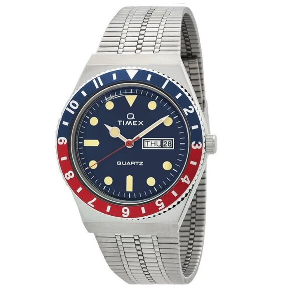 NWT Authentic Timex Q Reissue Quartz Blue Dial Pepsi Bezel Watch - Picture 1 of 3